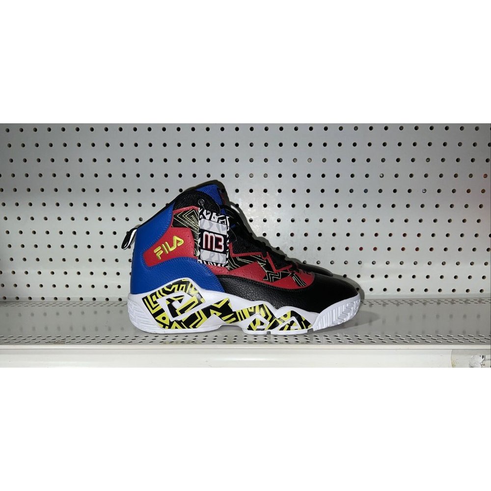 FILA MB Mens Basketball Shoes Size 10.5 Black Blue Red Neon Green Jamal Mashburn